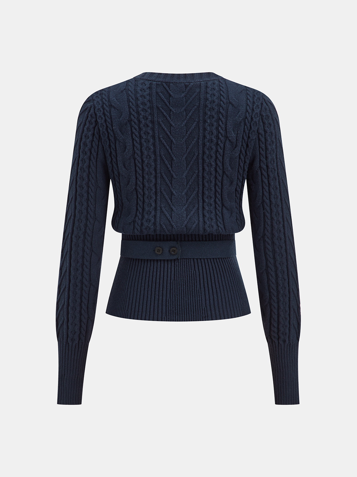 Cinched Waist Belted Cable Knit Top