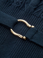 Cinched Waist Belted Cable Knit Top