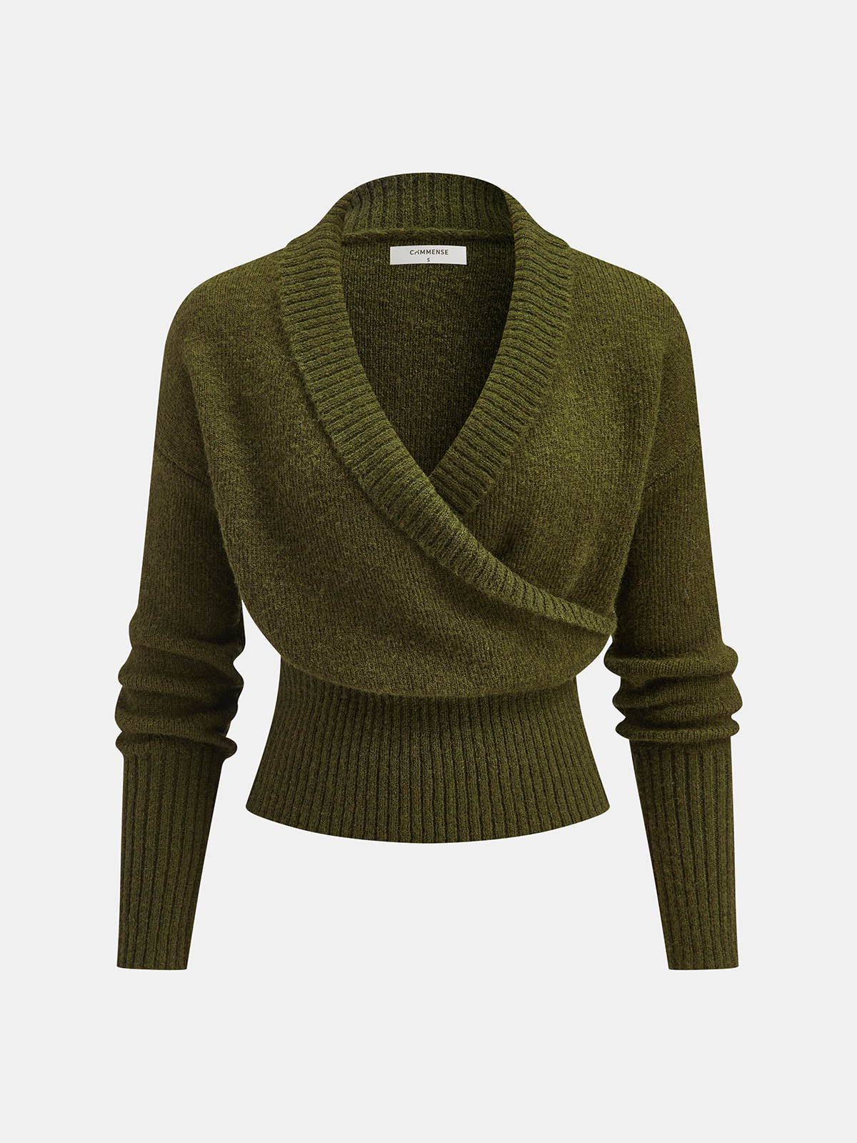 Wool Blend Wrap V-Neck Sweater