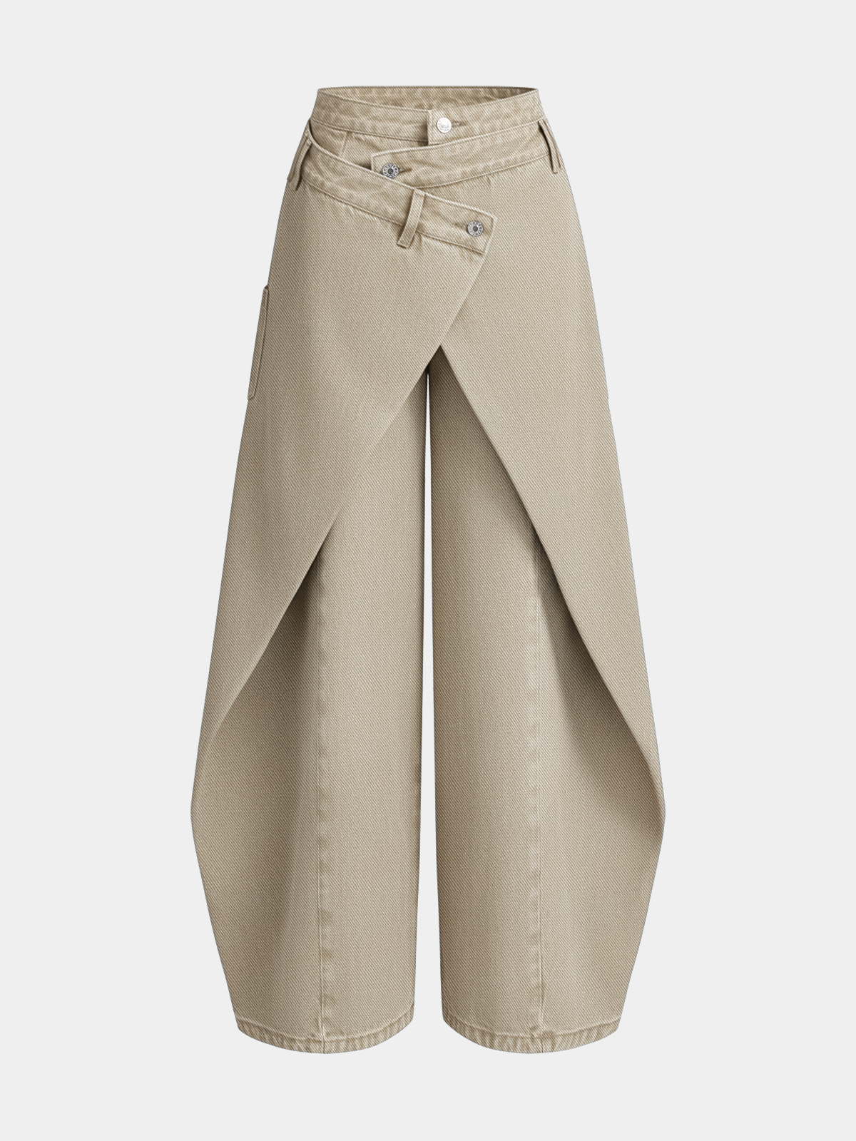 Cross-Front Wide-Leg Jeans